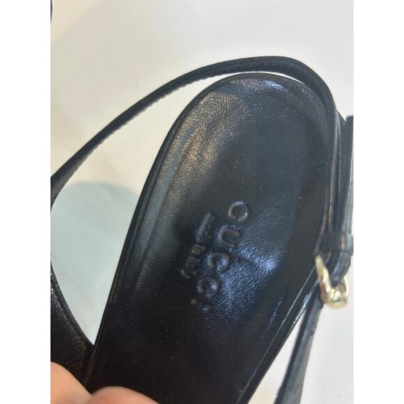 Vintage Gucci Black Guccissima Leather Pointed Toe Slingback Bamboo Heel SZ 7.5 - Picture 14 of 14